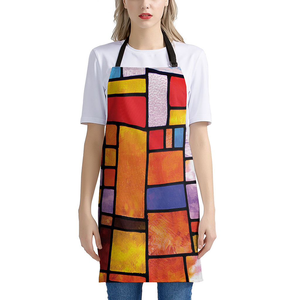 Colorful Stained Glass Mosaic Print Apron