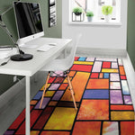 Colorful Stained Glass Mosaic Print Area Rug