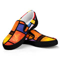 Colorful Stained Glass Mosaic Print Black Slip On Sneakers