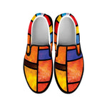 Colorful Stained Glass Mosaic Print Black Slip On Shoes
