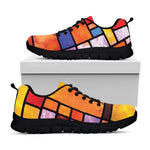 Colorful Stained Glass Mosaic Print Black Sneakers