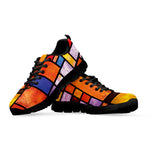 Colorful Stained Glass Mosaic Print Black Sneakers