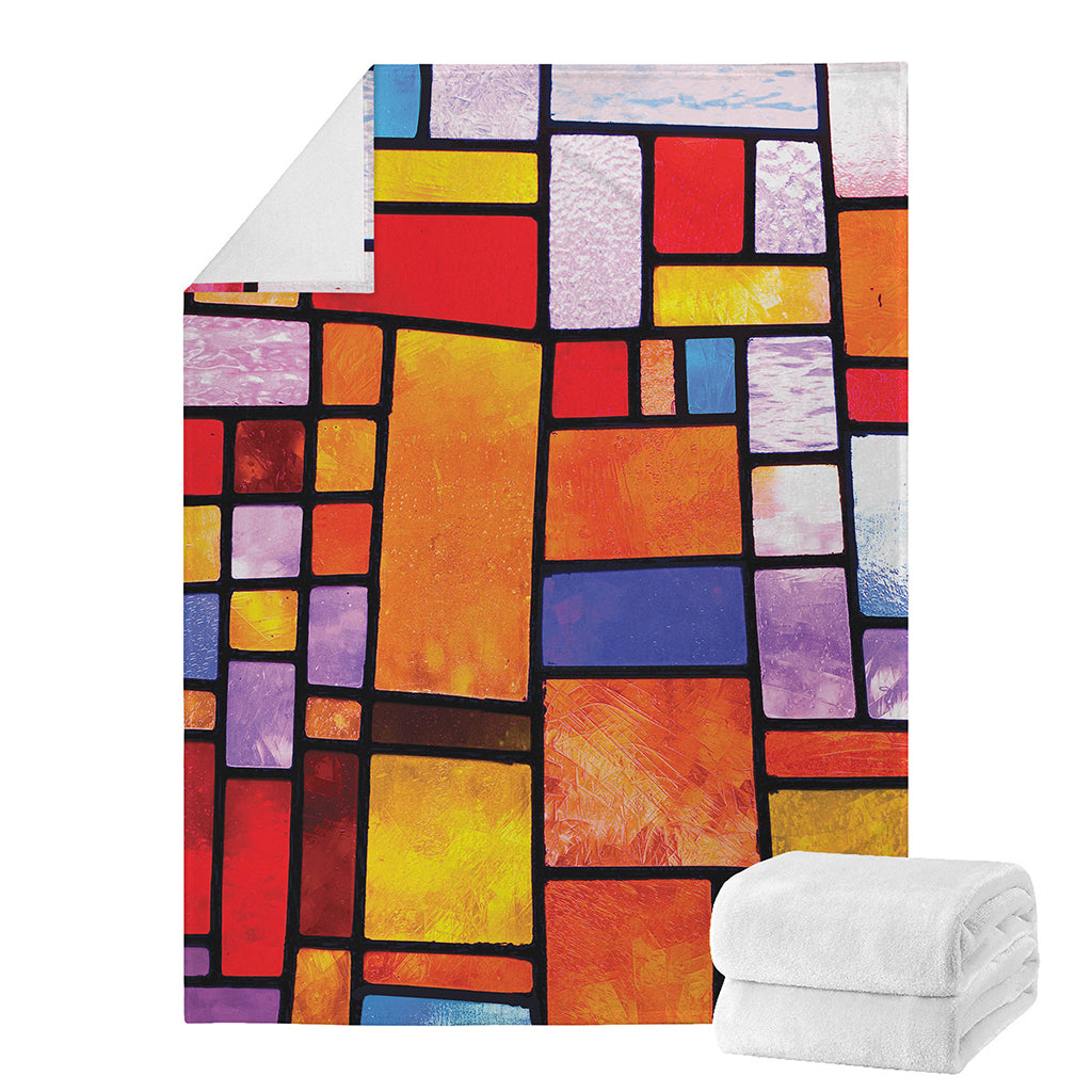 Colorful Stained Glass Mosaic Print Blanket