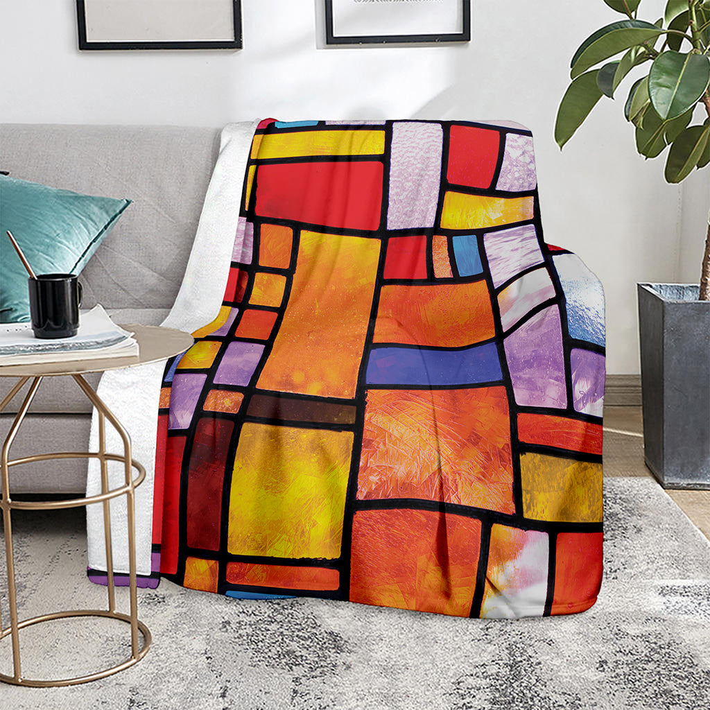 Colorful Stained Glass Mosaic Print Blanket