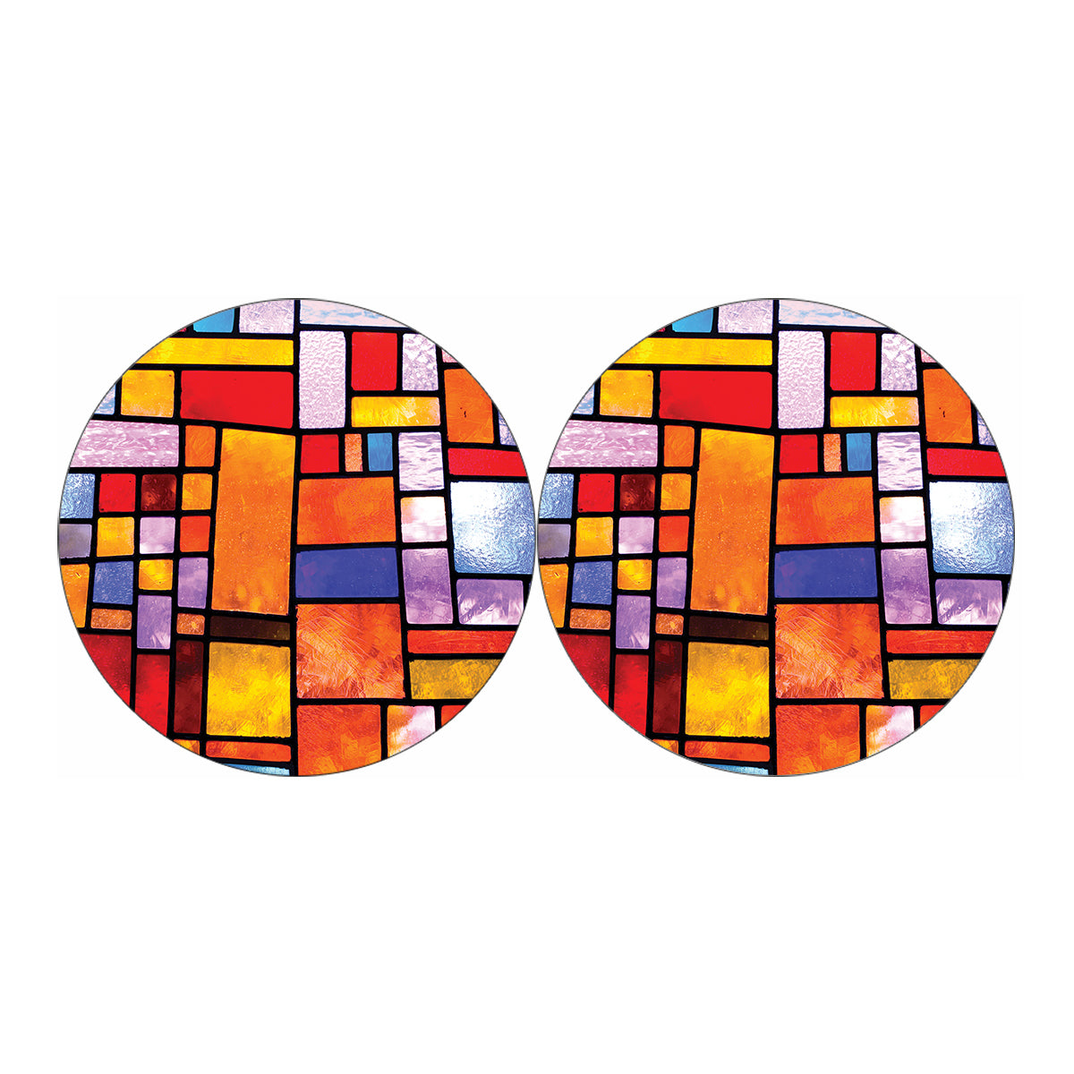 Colorful Stained Glass Mosaic Print Car Coasters