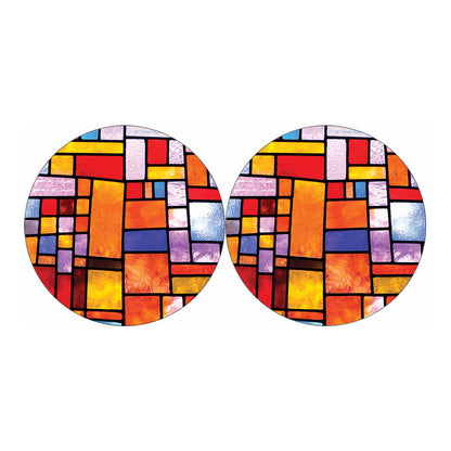 Colorful Stained Glass Mosaic Print Car Coasters