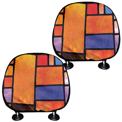 Colorful Stained Glass Mosaic Print Car Headrest Covers