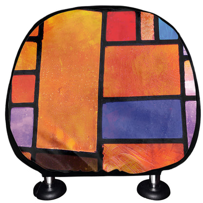 Colorful Stained Glass Mosaic Print Car Headrest Covers