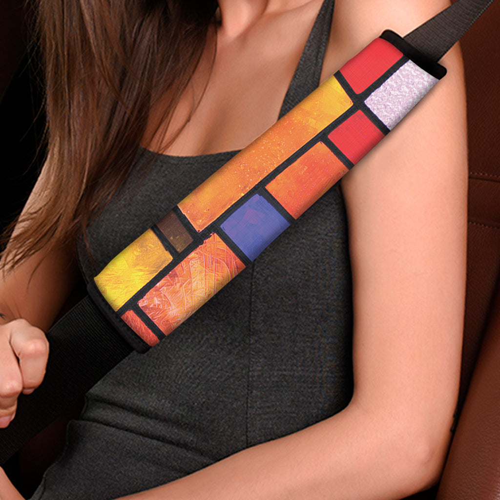 Colorful Stained Glass Mosaic Print Car Seat Belt Covers