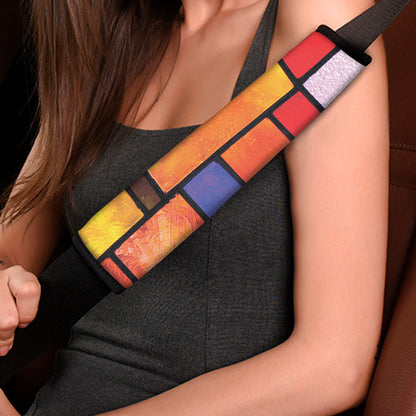 Colorful Stained Glass Mosaic Print Car Seat Belt Covers