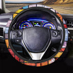 Colorful Stained Glass Mosaic Print Car Steering Wheel Cover