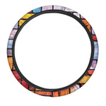Colorful Stained Glass Mosaic Print Car Steering Wheel Cover
