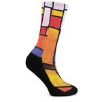 Colorful Stained Glass Mosaic Print Crew Socks