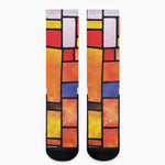 Colorful Stained Glass Mosaic Print Crew Socks