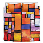 Colorful Stained Glass Mosaic Print Duvet Cover Bedding Set