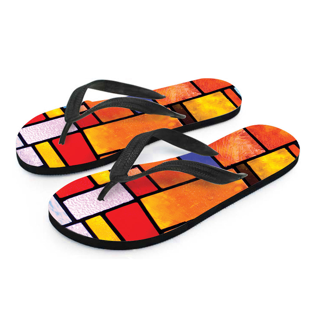 Colorful Stained Glass Mosaic Print Flip Flops