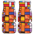 Colorful Stained Glass Mosaic Print Front and Back Car Floor Mats