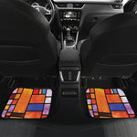 Colorful Stained Glass Mosaic Print Front and Back Car Floor Mats