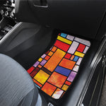 Colorful Stained Glass Mosaic Print Front and Back Car Floor Mats