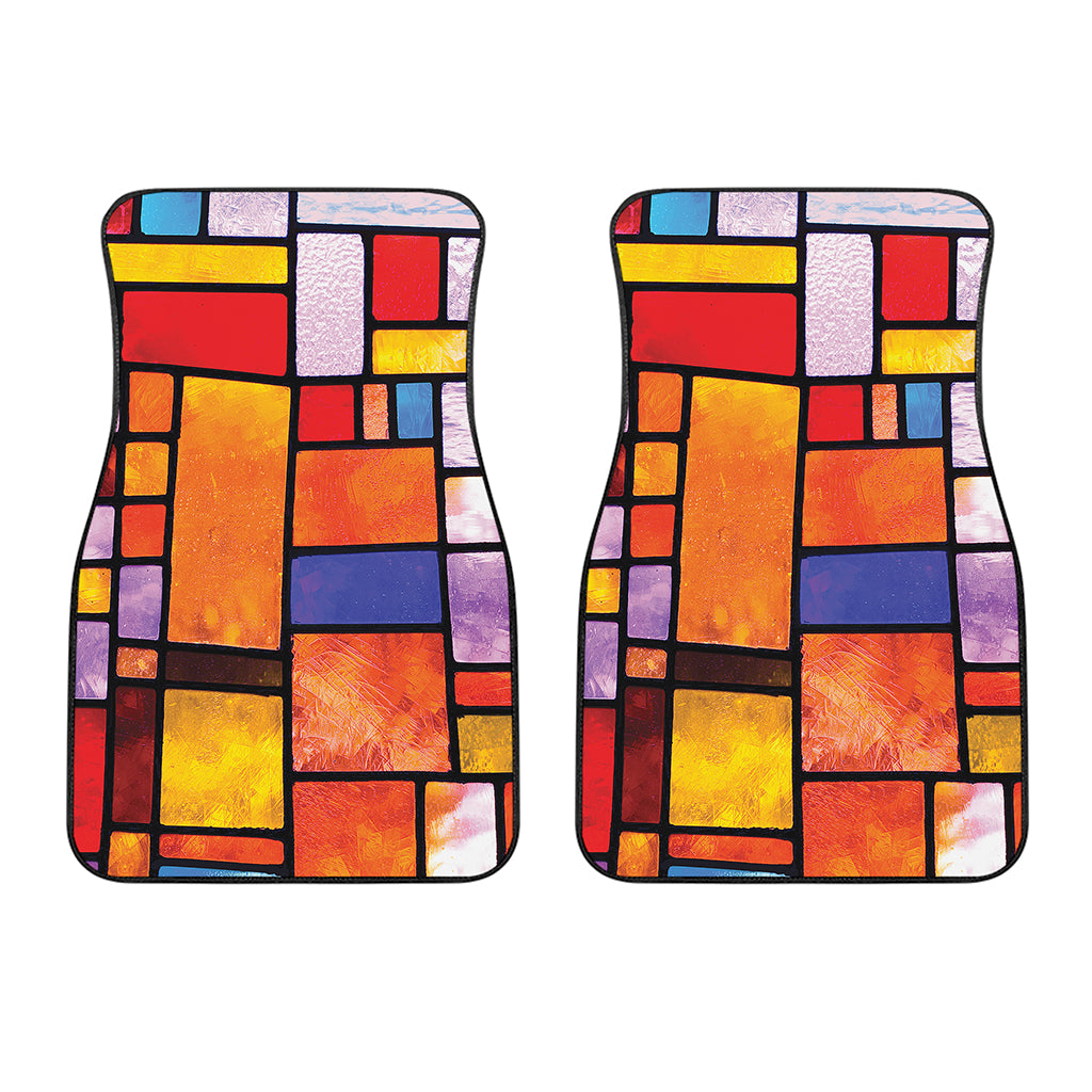 Colorful Stained Glass Mosaic Print Front Car Floor Mats
