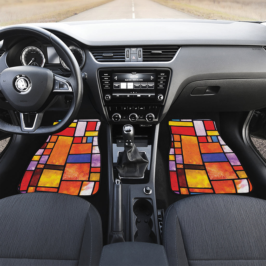Colorful Stained Glass Mosaic Print Front Car Floor Mats