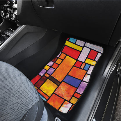 Colorful Stained Glass Mosaic Print Front Car Floor Mats