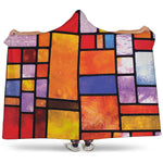 Colorful Stained Glass Mosaic Print Hooded Blanket