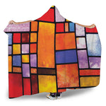 Colorful Stained Glass Mosaic Print Hooded Blanket