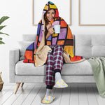 Colorful Stained Glass Mosaic Print Hooded Blanket