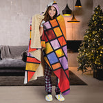 Colorful Stained Glass Mosaic Print Hooded Blanket
