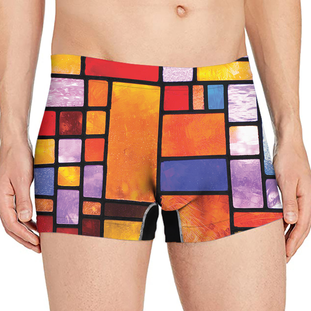 Colorful Stained Glass Mosaic Print Men's Boxer Briefs