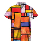 Colorful Stained Glass Mosaic Print Men's Short Sleeve Shirt