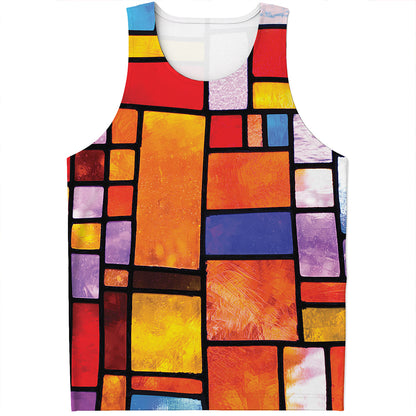 Colorful Stained Glass Mosaic Print Men's Tank Top