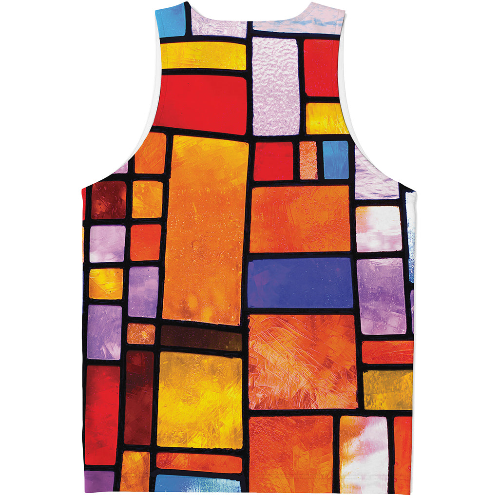 Colorful Stained Glass Mosaic Print Men's Tank Top