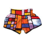 Colorful Stained Glass Mosaic Print Muay Thai Boxing Shorts
