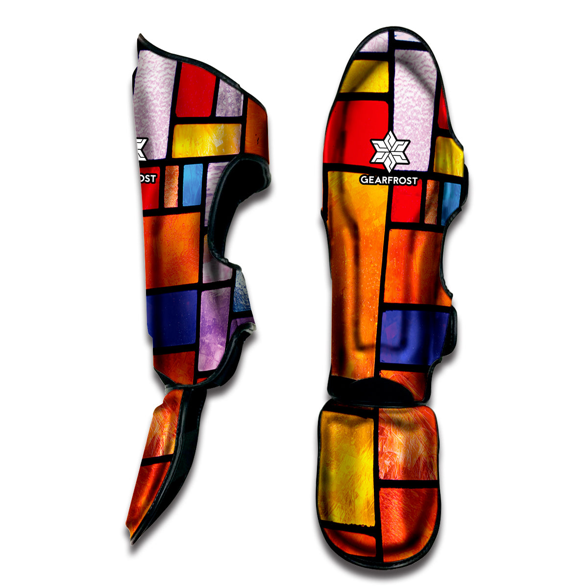 Colorful Stained Glass Mosaic Print Muay Thai Shin Guard
