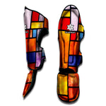 Colorful Stained Glass Mosaic Print Muay Thai Shin Guard