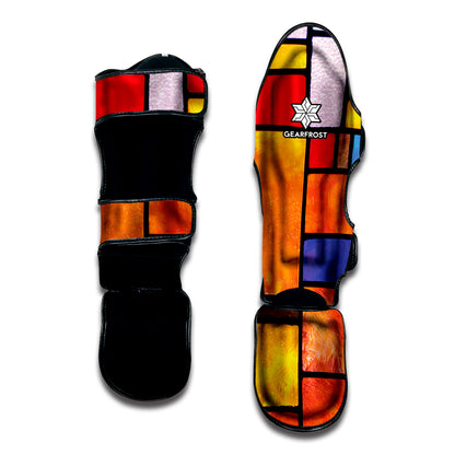 Colorful Stained Glass Mosaic Print Muay Thai Shin Guard