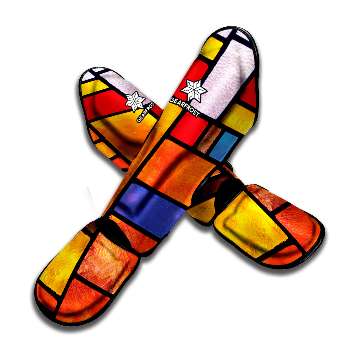 Colorful Stained Glass Mosaic Print Muay Thai Shin Guard