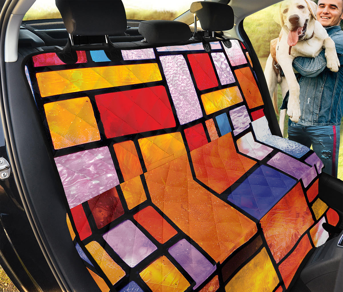 Colorful Stained Glass Mosaic Print Pet Car Back Seat Cover