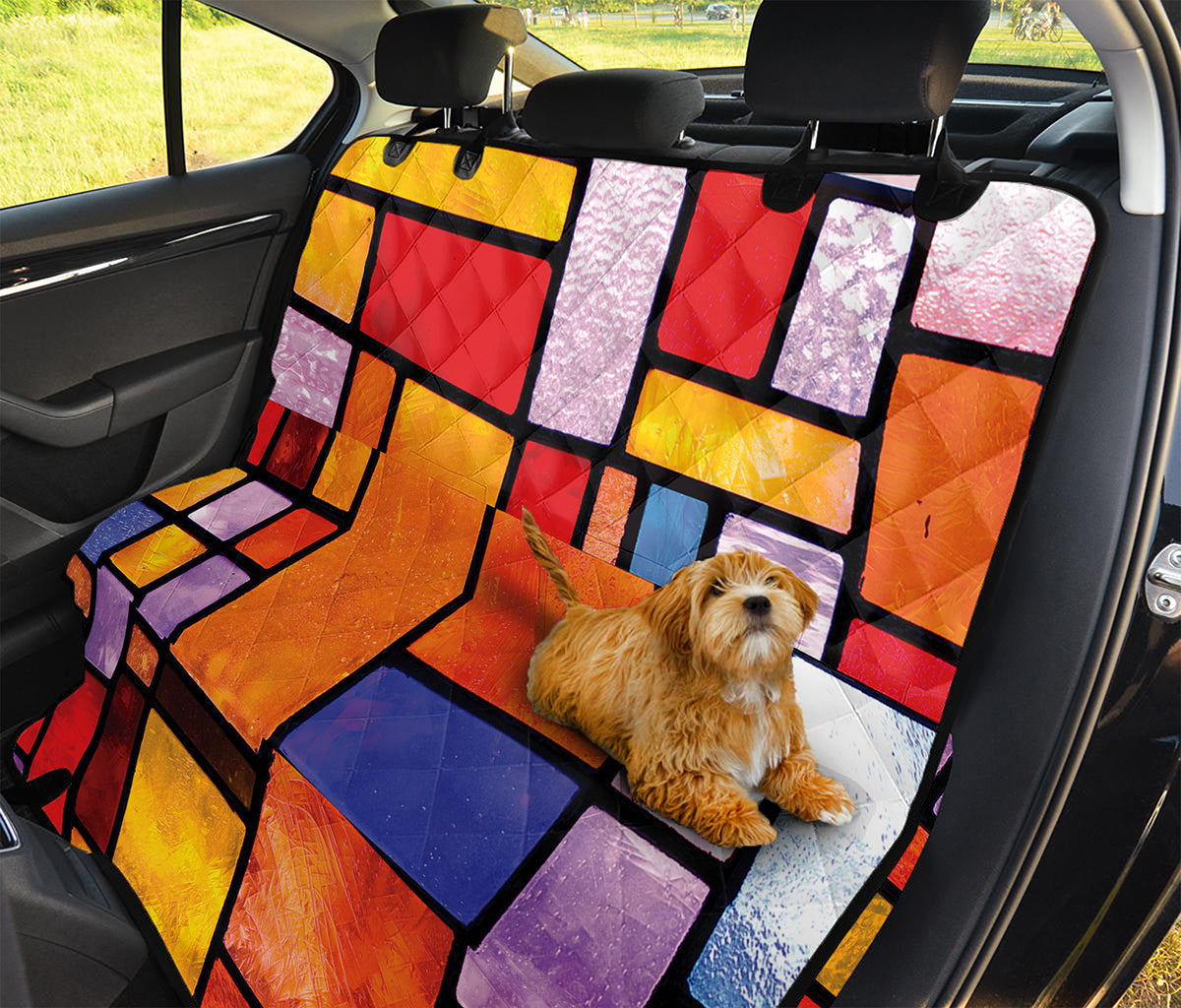 Colorful Stained Glass Mosaic Print Pet Car Back Seat Cover