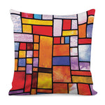 Colorful Stained Glass Mosaic Print Pillow Cover