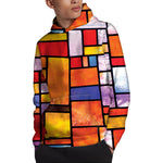 Colorful Stained Glass Mosaic Print Pullover Hoodie