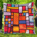 Colorful Stained Glass Mosaic Print Quilt