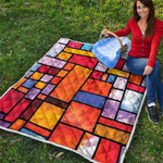 Colorful Stained Glass Mosaic Print Quilt