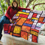 Colorful Stained Glass Mosaic Print Quilt