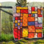 Colorful Stained Glass Mosaic Print Quilt