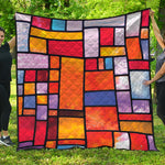 Colorful Stained Glass Mosaic Print Quilt