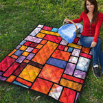 Colorful Stained Glass Mosaic Print Quilt