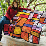 Colorful Stained Glass Mosaic Print Quilt